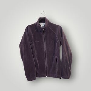 Columbia Full Zip Fleece Jacket Women's Large Purple Plum Camping Hiking Casual